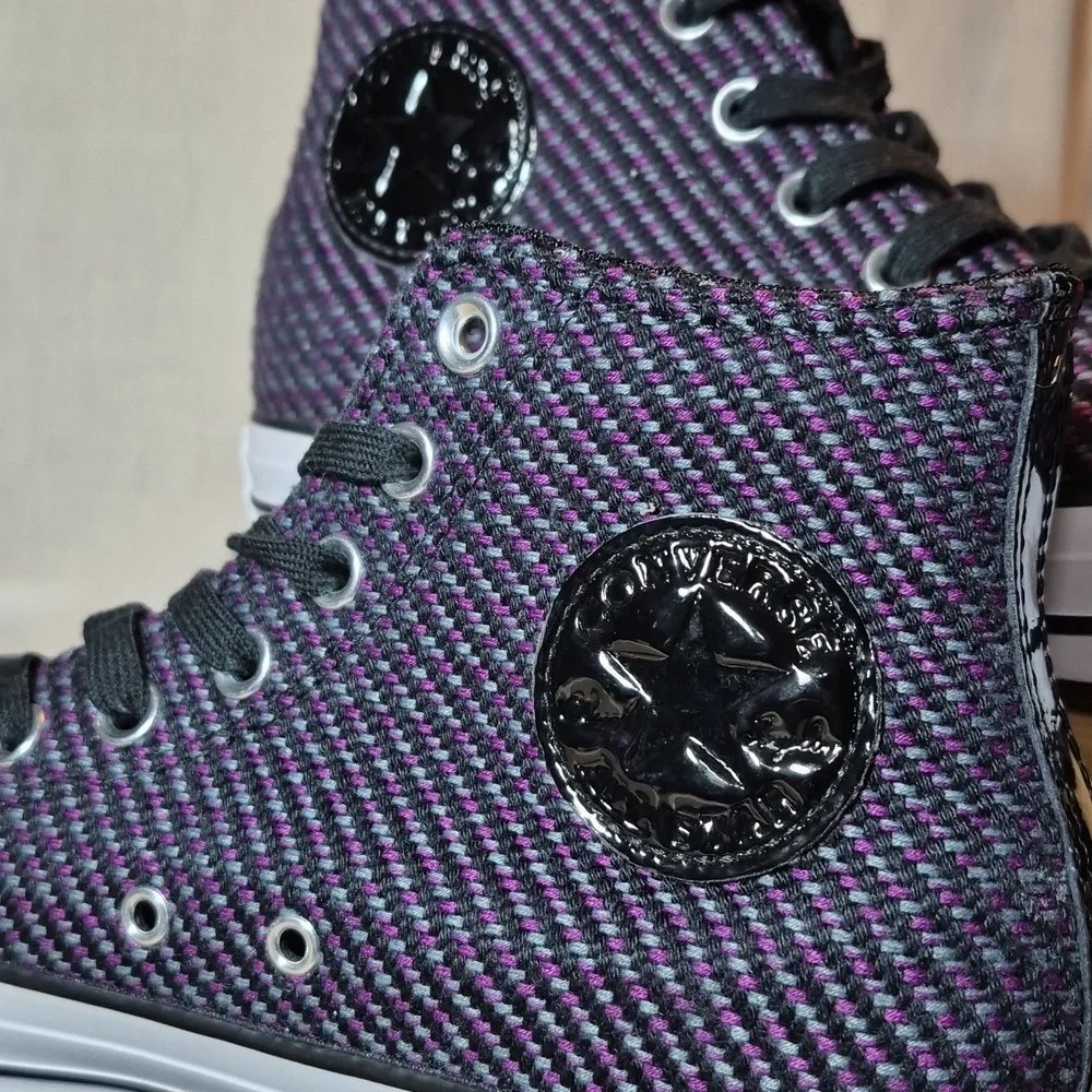 Converse Chuck Taylor All Star HI •Womens 10•Black-Icon Violet-Cool Grey - Picture 8 of 10